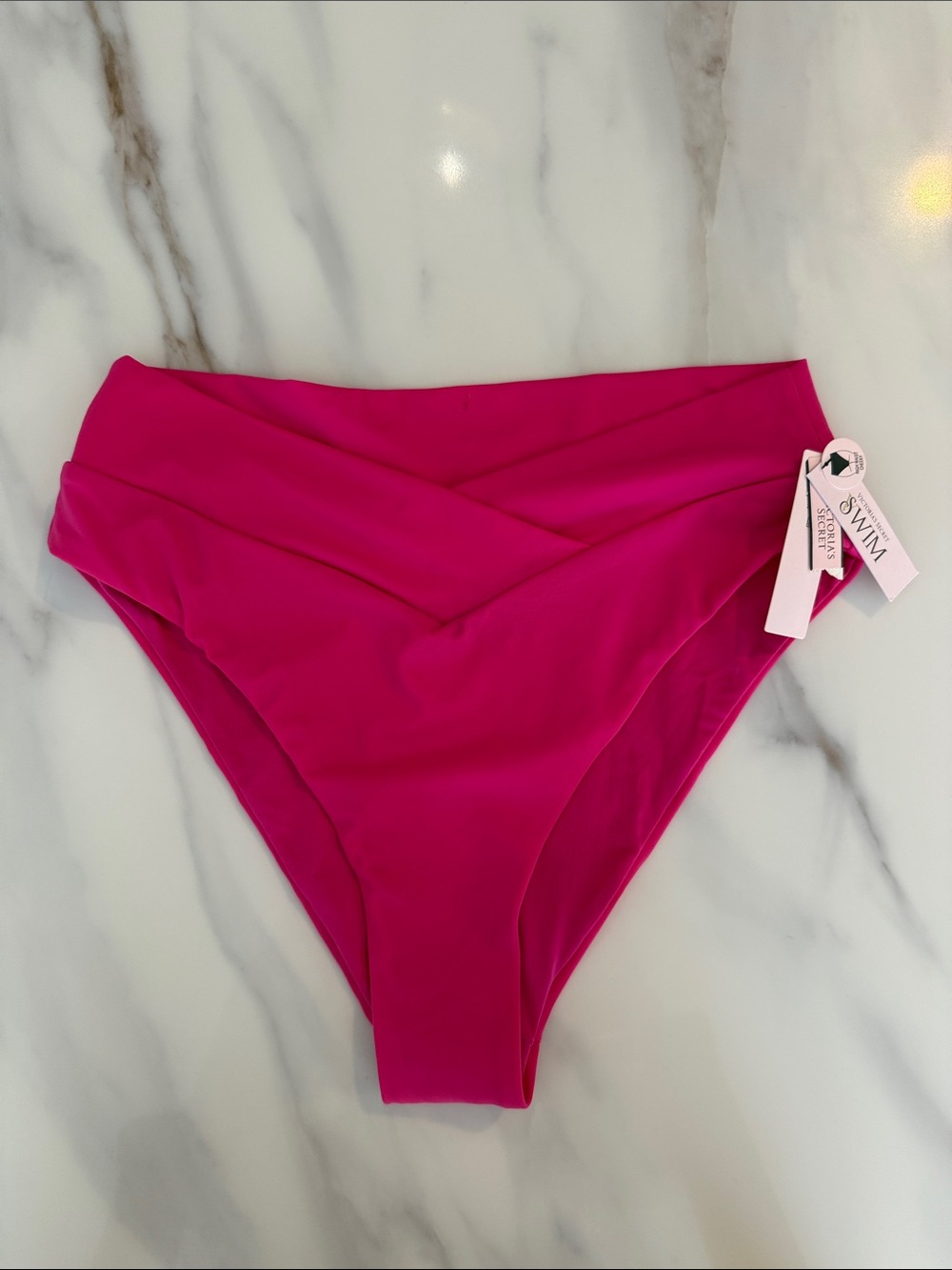 NEW Victoria's Secret V Front High Waist Bikini Bottoms Swimwear Large Pink